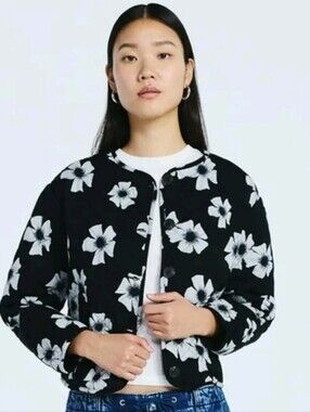 Scoop Women's Plus Cotton Floral Print Quilted Jacket, Lightweight